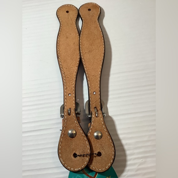 NWT Weaver Turquoise Cross Ladies Floral Tooled Horse Spur Straps - Picture 2 of 5